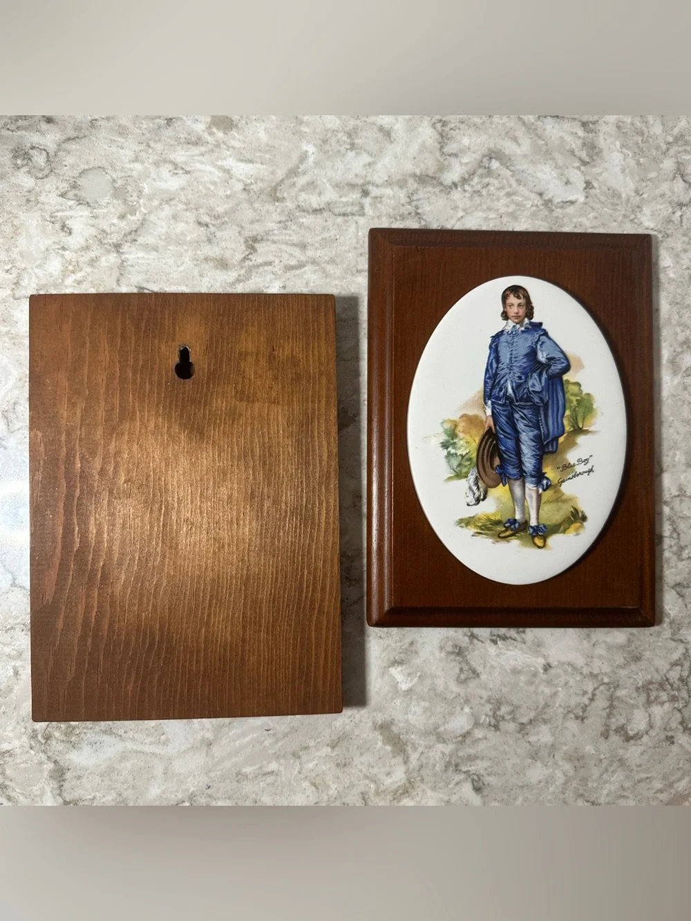 Set of Two Vintage Style Oval Plaque Wall Art - “Pinky” & “Blue Boy”